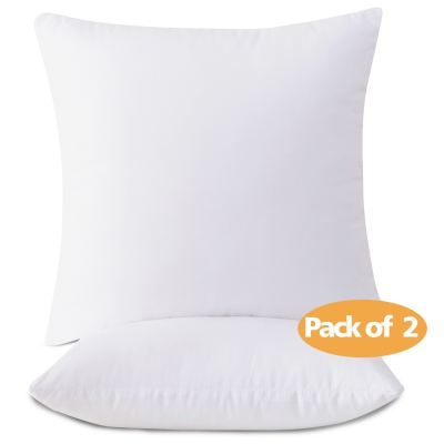 IBAMA Throw Pillow Inserts Pack of 2 16x16 inch Decorative Pillow Stuffer Fully Filling with 450g Premium Resilient Microfiber Suitable for Soft Bed and Couch Cushion, WHITE, EIPP Pack2